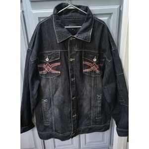 Men's Knockout brand 4xl Denim button up shirt embroidered southwestern vintage